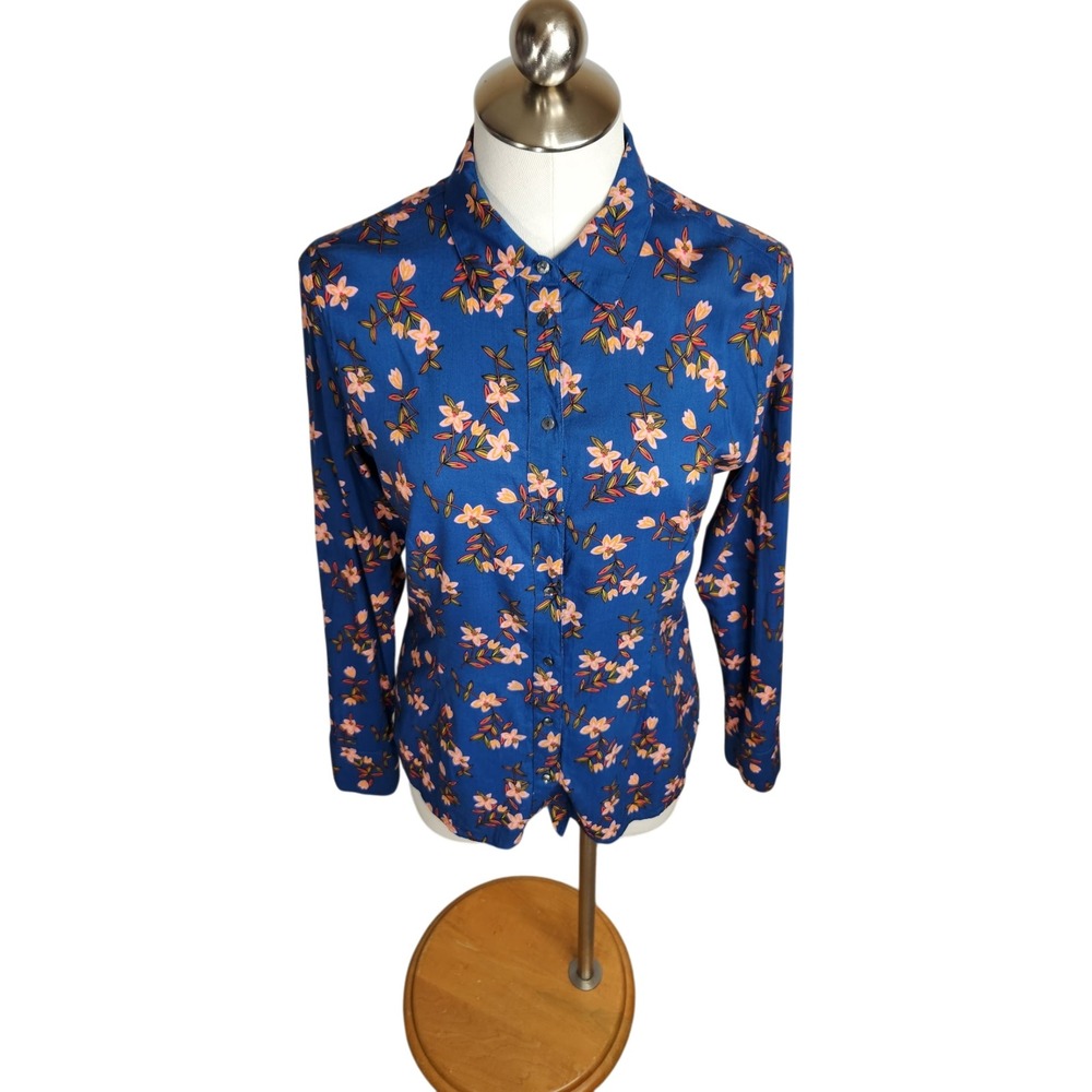 Scotch & Soda Maison Scotch Cosmic Surf Blue Floral Button Up Shirt Womens M